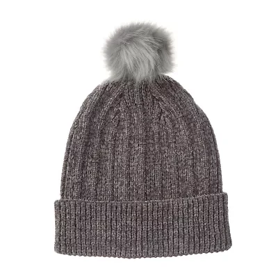 Isotoner Chenille Cuff Mens Pom Pom Beanie