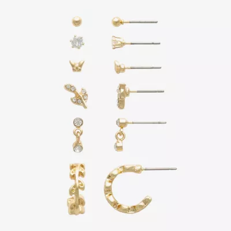 Mixit Womens Cubic Zirconia Hypoallergenic 5 Pair Earring Set