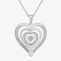 Limited Quantities! Womens 1/ CT. T.W. Natural White Diamond Sterling Silver Heart 18 Inch Pendant Necklace