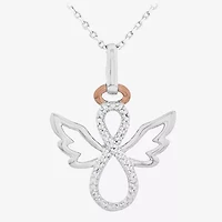 Limited Quantities! Womens Diamond Accent Natural White Diamond 14K Rose Gold Over Silver Sterling Silver Angel 18 Inch Pendant Necklace