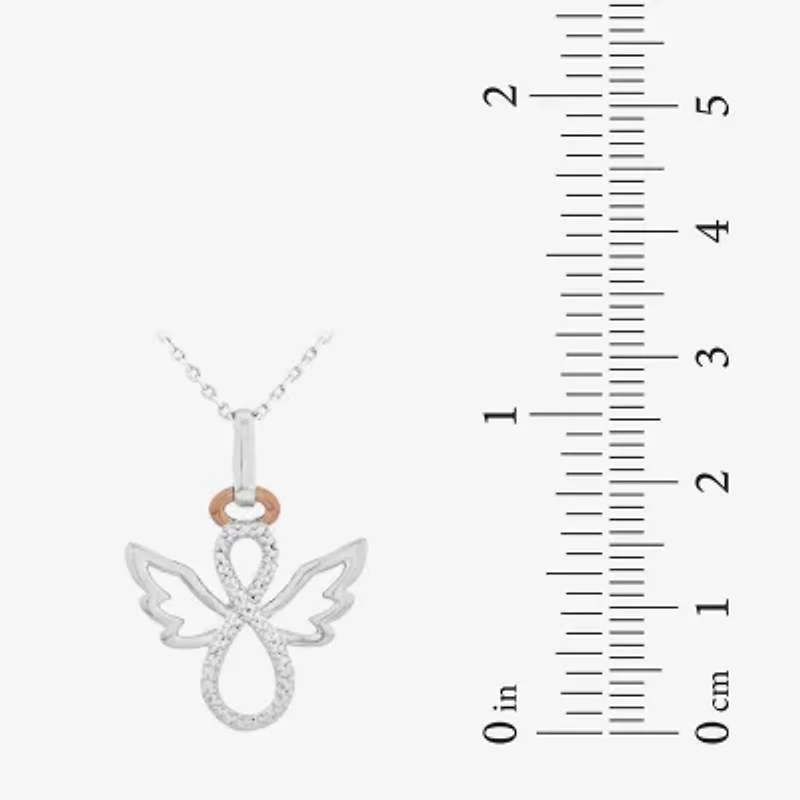 Limited Quantities! Womens Diamond Accent Natural White Diamond 14K Rose Gold Over Silver Sterling Silver Angel 18 Inch Pendant Necklace
