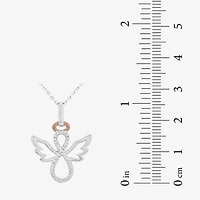 Limited Quantities! Womens Diamond Accent Natural White Diamond 14K Rose Gold Over Silver Sterling Silver Angel 18 Inch Pendant Necklace