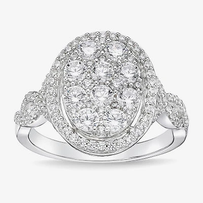 Limited Quantities! Womens 1 1/4 CT. T.W. Natural White Diamond 10K White Gold Oval Cocktail Ring