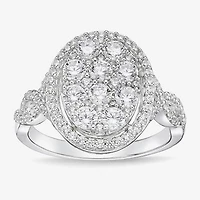 Limited Quantities! Womens 1 1/4 CT. T.W. Natural White Diamond 10K White Gold Oval Cocktail Ring