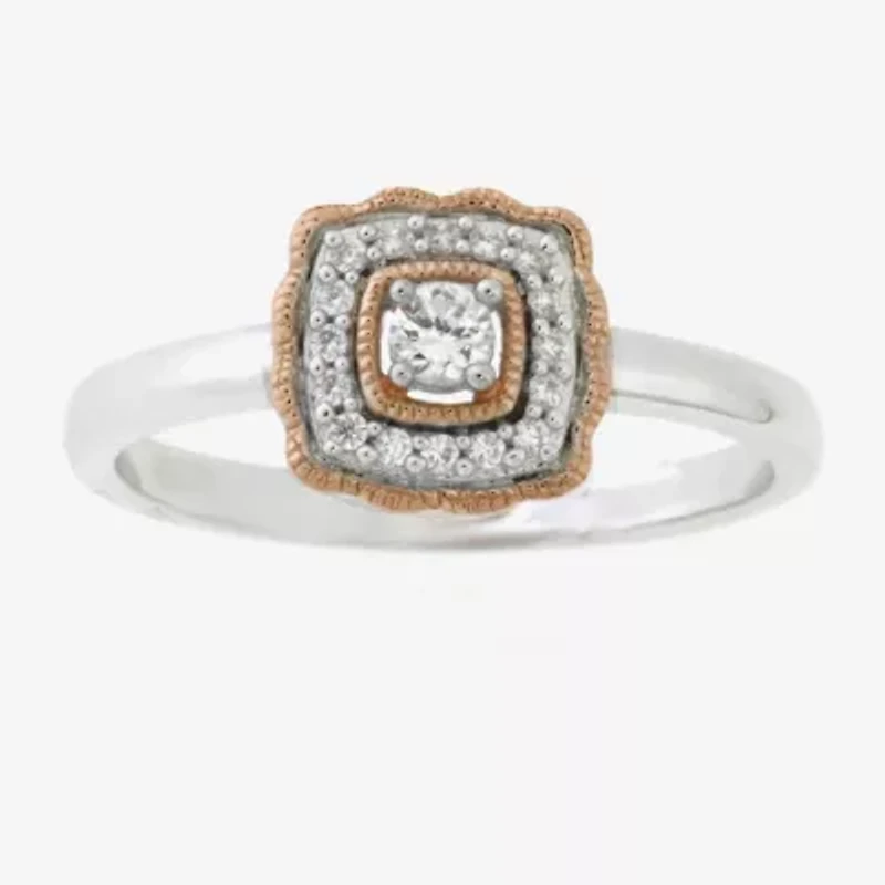 Limited Quantities! Womens 1/6 CT. T.W. Natural White Diamond 10K Rose Gold Over Silver Sterling Silver Band