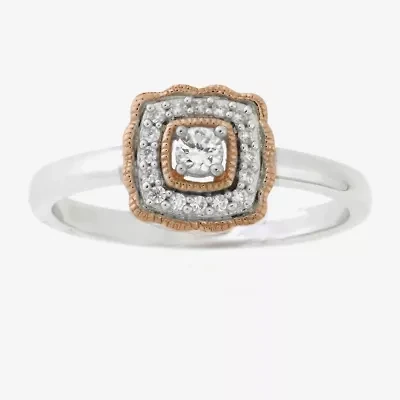 Limited Quantities! Womens 1/6 CT. T.W. Natural White Diamond 10K Rose Gold Over Silver Sterling Silver Band