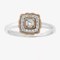 Limited Quantities! Womens 1/6 CT. T.W. Natural White Diamond 10K Rose Gold Over Silver Sterling Silver Band
