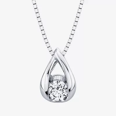 Womens 1/10 CT. Natural White Diamond 14K White Gold 18 Inch Pendant Necklace