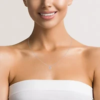 Womens 1/10 CT. Natural White Diamond 14K White Gold 18 Inch Pendant Necklace