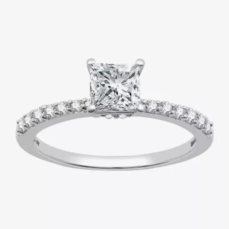 I Said Yes (G / Si1-Si2) Womens 1 CT. T.W. Lab Grown White Diamond Sterling Silver Side Stone Engagement Ring