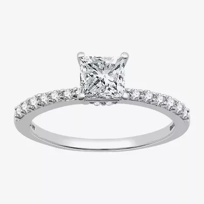 I Said Yes (G / Si1-Si2) Womens 1 CT. T.W. Lab Grown White Diamond Sterling Silver Side Stone Engagement Ring
