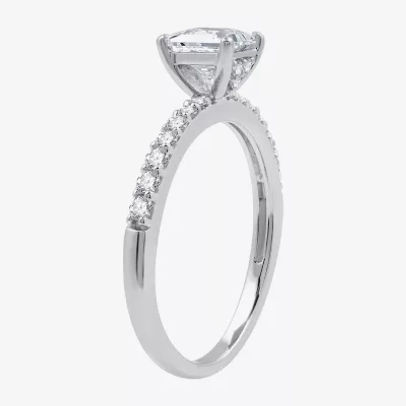 I Said Yes (G / Si1-Si2) Womens 1 CT. T.W. Lab Grown White Diamond Sterling Silver Side Stone Engagement Ring