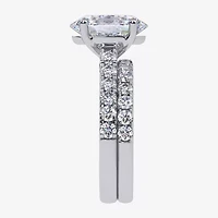 (G-H / Si1-Si2) Womens 4 CT. T.W. Lab Grown White Diamond 14K Gold Oval Side Stone Bridal Set
