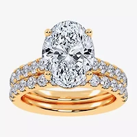 (G-H / Si1-Si2) Womens 4 CT. T.W. Lab Grown White Diamond 14K Gold Oval Bridal Set