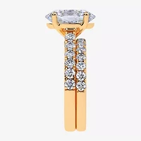 (G-H / Si1-Si2) Womens 4 CT. T.W. Lab Grown White Diamond 14K Gold Oval Bridal Set