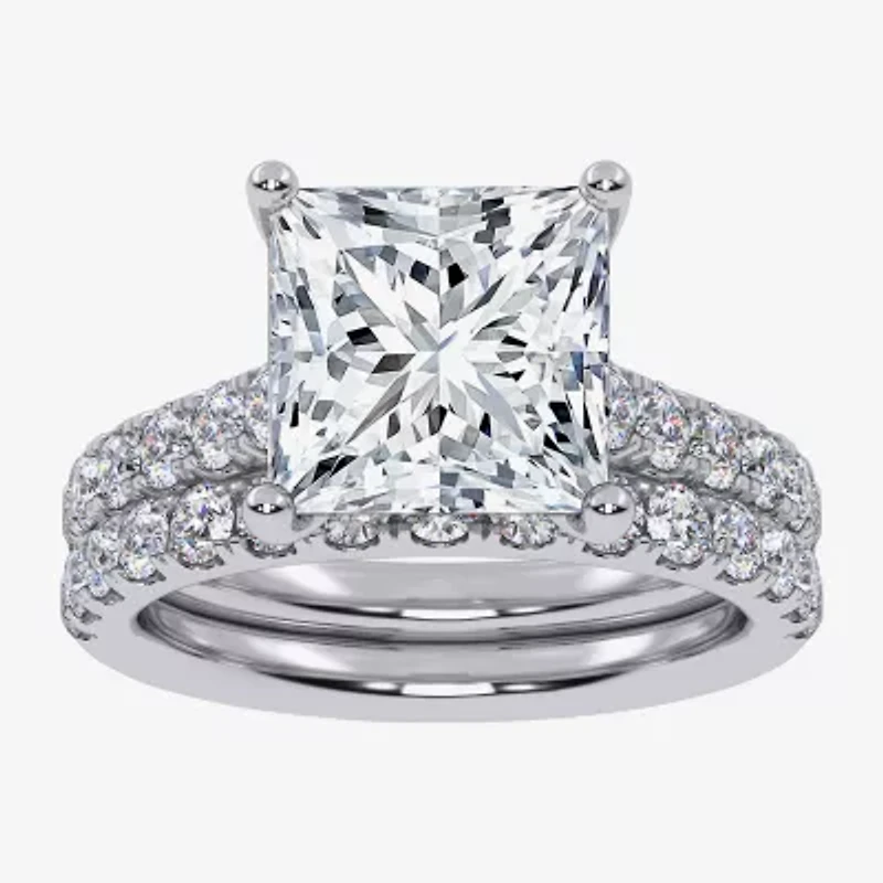 (G-H / Si1-Si2) Womens 4 CT. T.W. Lab Grown White Diamond 14K Gold Side Stone Bridal Set