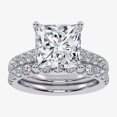 (G-H / Si1-Si2) Womens 4 CT. T.W. Lab Grown White Diamond 14K Gold Side Stone Bridal Set
