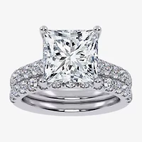 (G-H / Si1-Si2) Womens 4 CT. T.W. Lab Grown White Diamond 14K Gold Side Stone Bridal Set