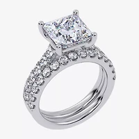 (G-H / Si1-Si2) Womens 4 CT. T.W. Lab Grown White Diamond 14K Gold Side Stone Bridal Set