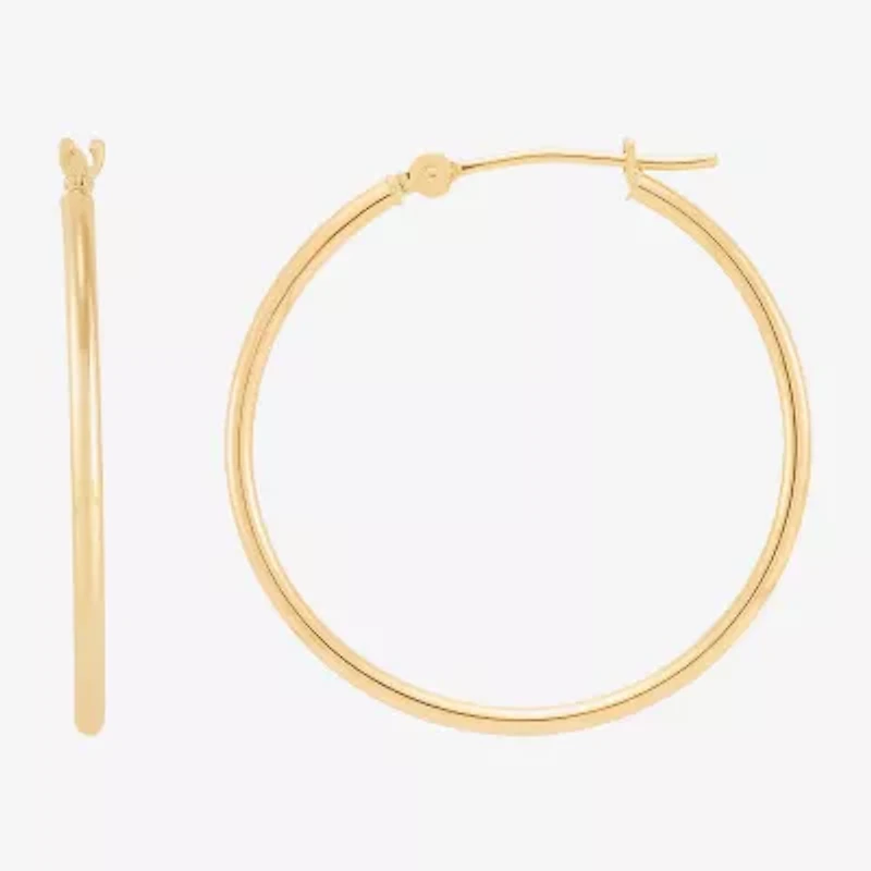 Womens 14K Gold 28mm Round Hoop Earrings
