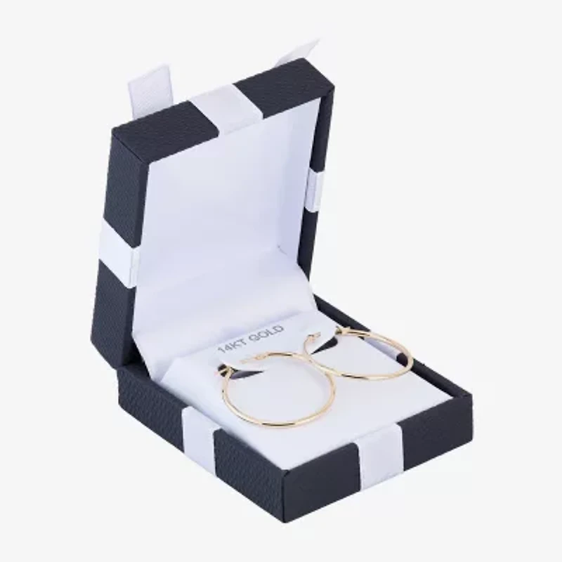 Womens 14K Gold 28mm Round Hoop Earrings