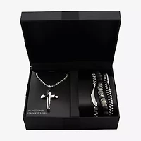 Mens Stainless Steel Cross 1 Pair Jewelry Set