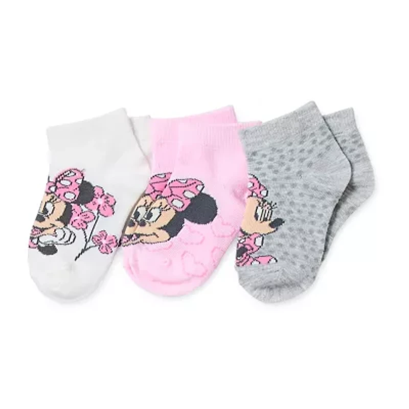 Toddler Girls Multi-Pack 6 Pair Minnie Mouse Quarter Ankle Socks