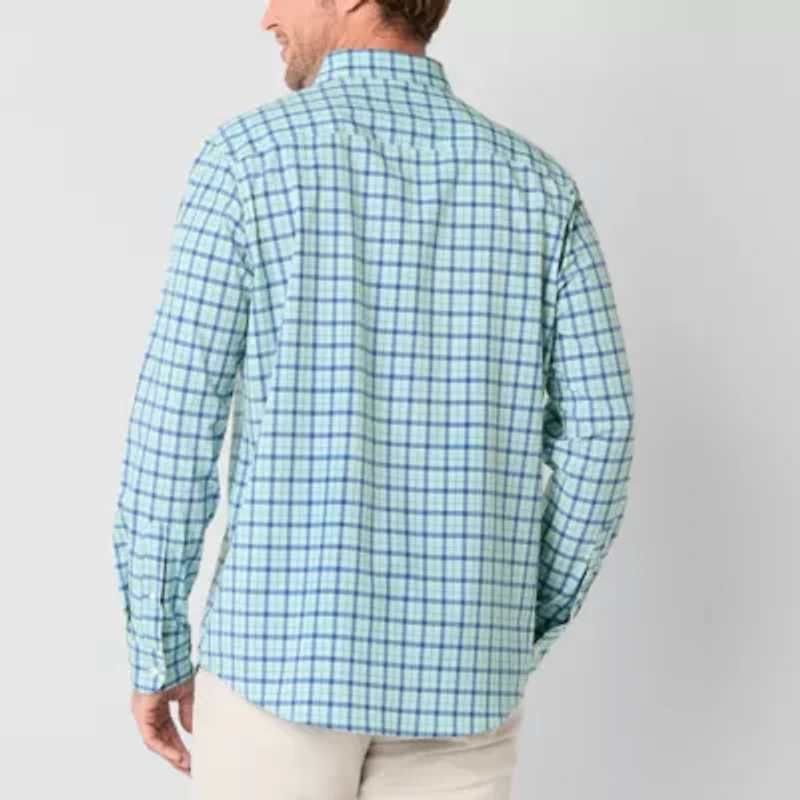 St. John's Bay Performance Mens Long Sleeve Classic Fit Stretch Fabric Button-Down Shirt