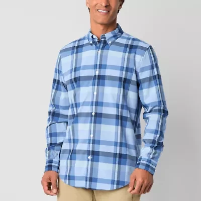 St. John's Bay Performance Mens Long Sleeve Classic Fit Stretch Fabric Button-Down Shirt