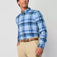 St. John's Bay Performance Mens Long Sleeve Classic Fit Stretch Fabric Button-Down Shirt