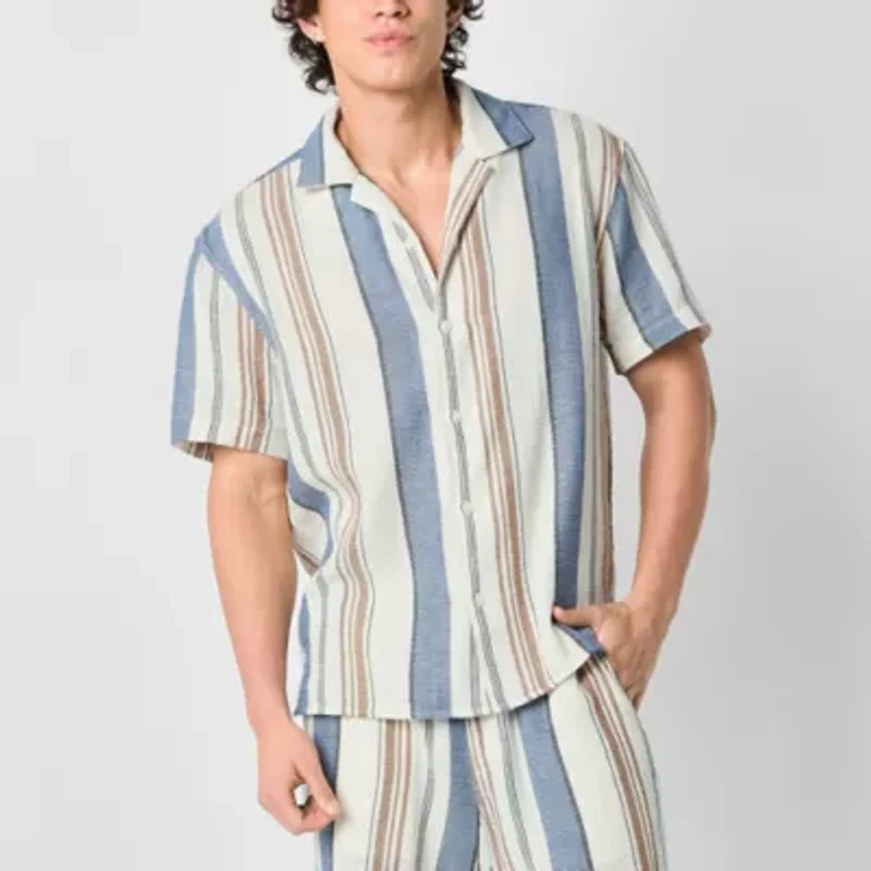 Arizona Mens Textured Camp Shirt