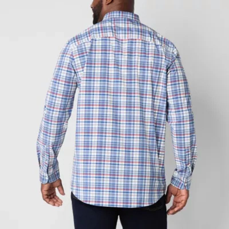 St. John's Bay Performance Mens Long Sleeve Classic Fit Stretch Fabric Big and Tall Button-Down Shirt