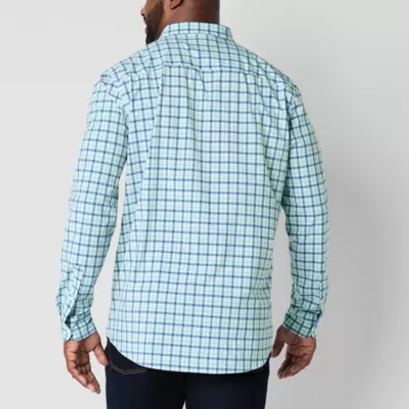 St. John's Bay Performance Mens Long Sleeve Classic Fit Stretch Fabric Big and Tall Button-Down Shirt