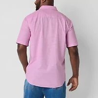 St. John's Bay Chambray Mens Short Sleeve Classic Fit Big and Tall Button-Down Shirt