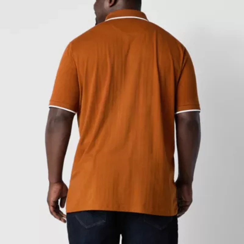 Shaquille O'Neal XLG Ribbed Big and Tall Mens Regular Fit Short Sleeve Polo Shirt