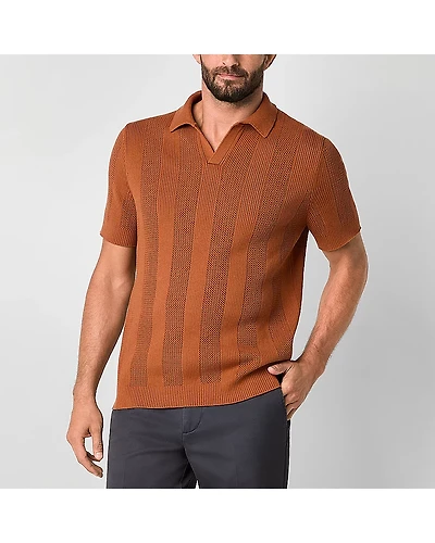 Stafford Johnny Collar Mens Short Sleeve Polo Sweater