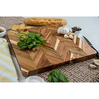 Lipper International Acacia Herringbone Square Cutting Board with Inset Handles