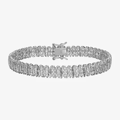 Sparkle Allure Womens Natural Diamond Accent Pure Silver Over Bronze Inch Tennis Bracelet