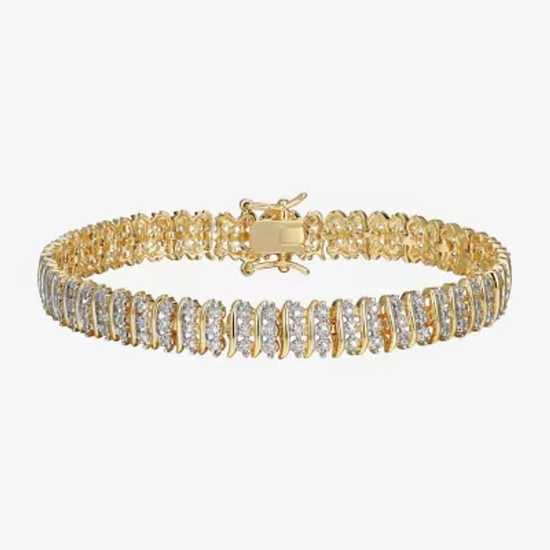 Sparkle Allure Womens Natural White Diamond Accent 7.25 Inch Tennis Bracelet