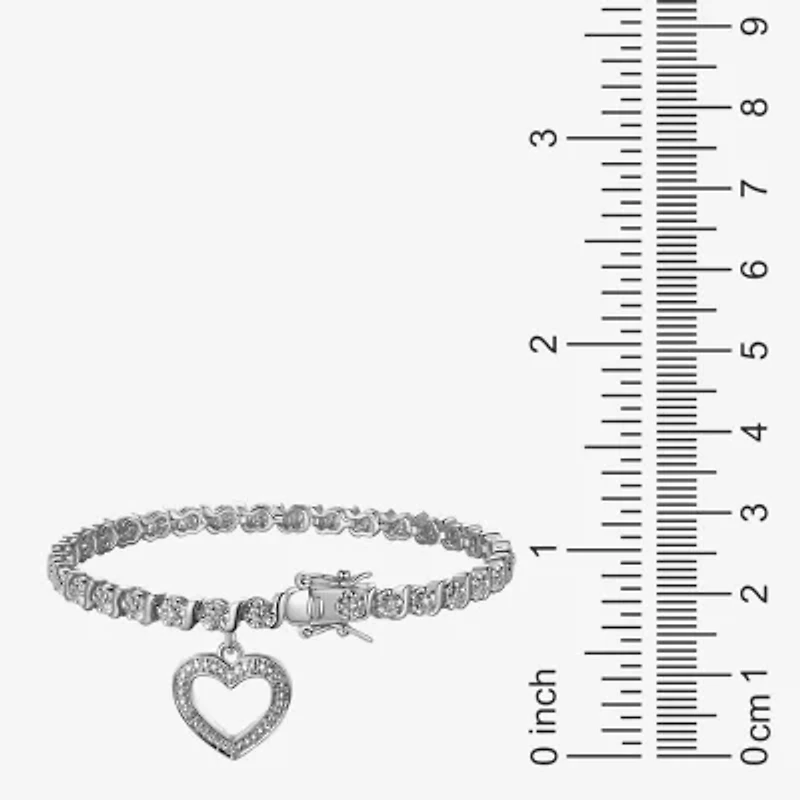 Sparkle Allure Womens Natural Diamond Accent Pure Silver Over Bronze Heart Inch Tennis Bracelet