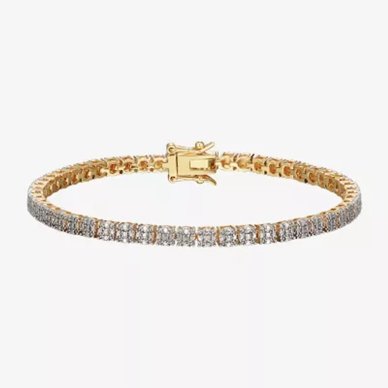 Sparkle Allure Womens Natural White Diamond Accent 7.25 Inch Tennis Bracelet