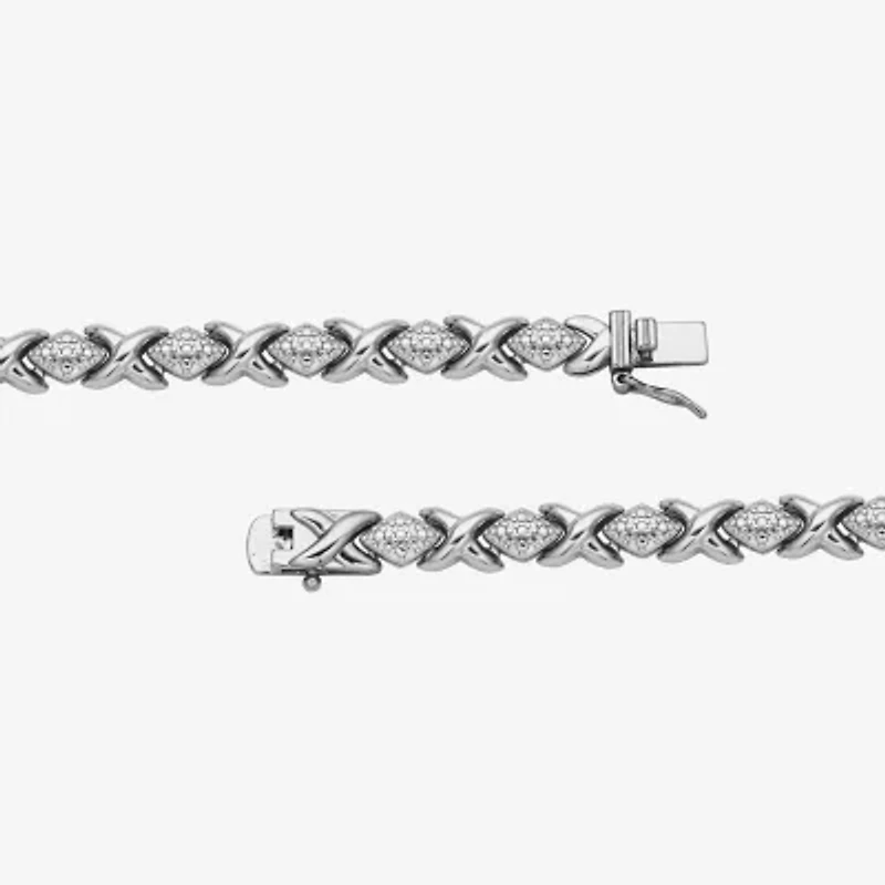 Sparkle Allure Womens Natural Diamond Accent Pure Silver Over Bronze Inch Tennis Bracelet