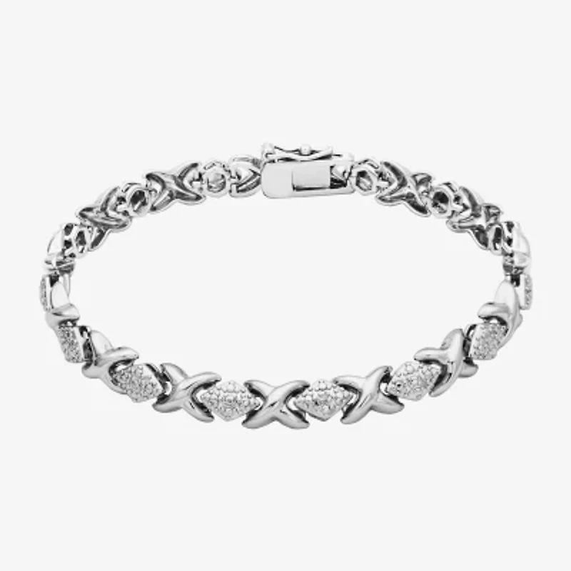 Sparkle Allure Womens Natural Diamond Accent Pure Silver Over Bronze Inch Tennis Bracelet