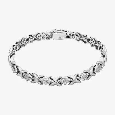 Sparkle Allure Womens Natural Diamond Accent Pure Silver Over Bronze Inch Tennis Bracelet