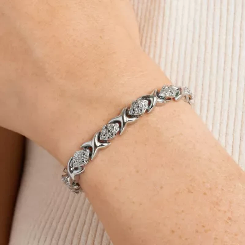 Sparkle Allure Womens Natural Diamond Accent Pure Silver Over Bronze Inch Tennis Bracelet