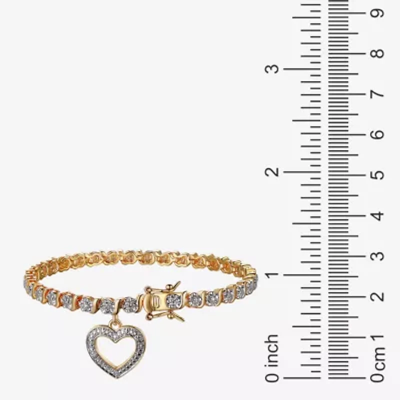 Sparkle Allure Womens Natural White Diamond Accent Heart 7.25 Inch Tennis Bracelet