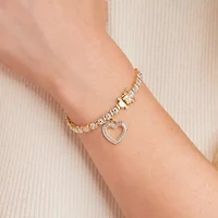Sparkle Allure Womens Natural White Diamond Accent Heart 7.25 Inch Tennis Bracelet