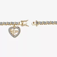 Sparkle Allure Mom Womens Natural White Diamond Accent Heart 7.25 Inch Tennis Bracelet
