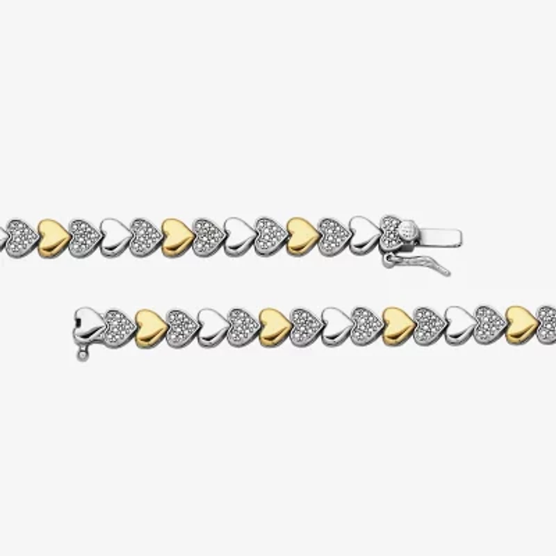 Sparkle Allure Womens Natural White Diamond Accent Pure Silver Over Bronze Heart 7.5 Inch Tennis Bracelet