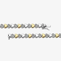 Sparkle Allure Womens Natural White Diamond Accent Pure Silver Over Bronze Heart 7.5 Inch Tennis Bracelet